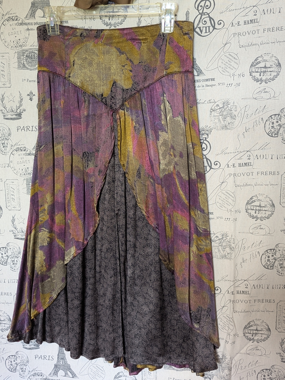 Vintage Slit Front High-Low Abstract Art Skirt Size 8+